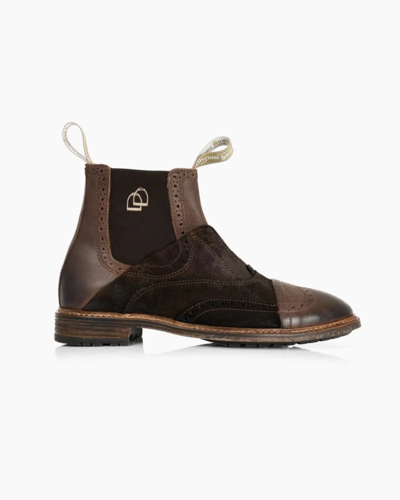 Men's No Lace Boot | Brown Leather and Suede Combo