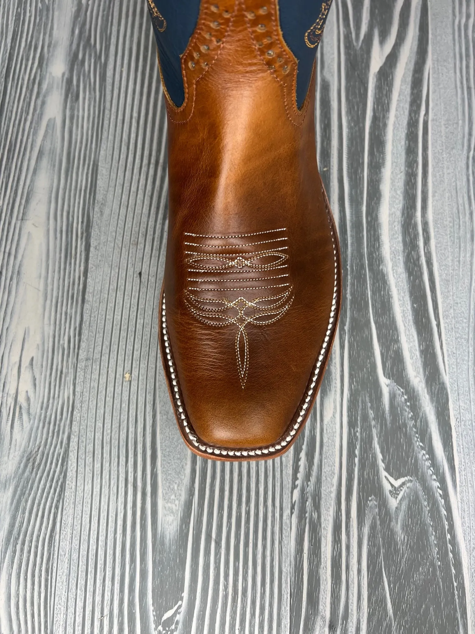 Men's Rios of Mercedes Tan Horsebutt with 13" Navy Waxy Kansas Tops