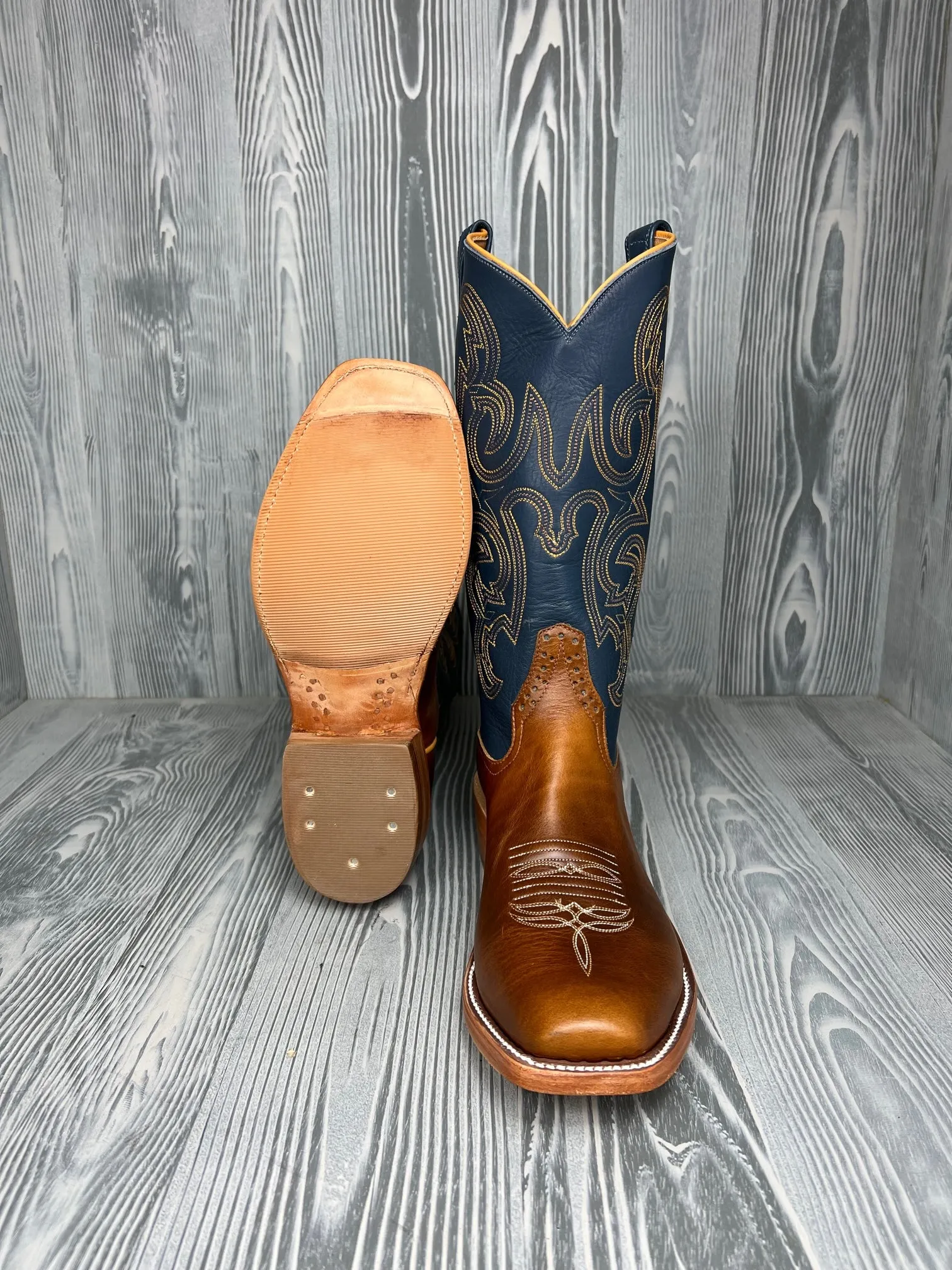 Men's Rios of Mercedes Tan Horsebutt with 13" Navy Waxy Kansas Tops