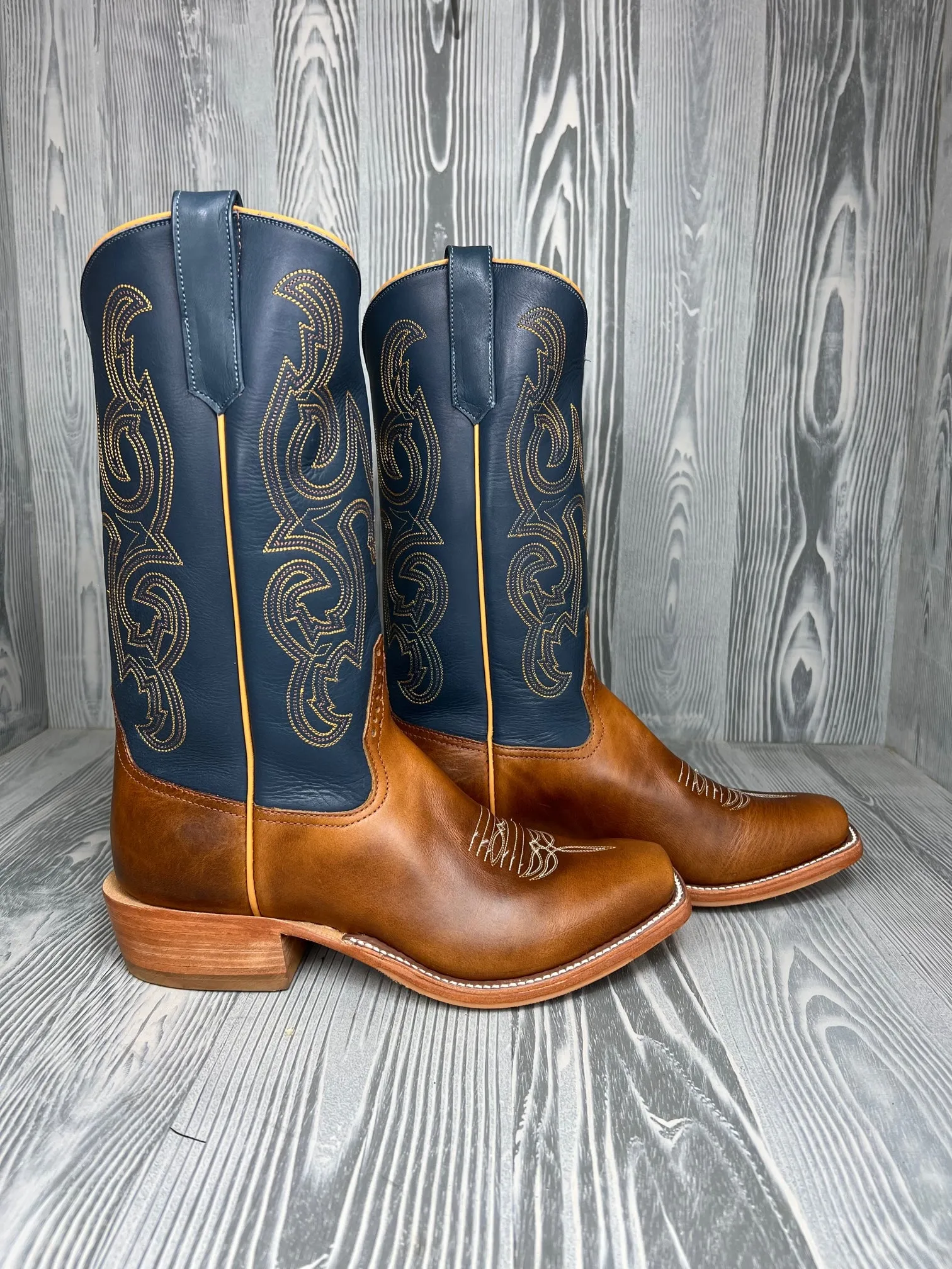 Men's Rios of Mercedes Tan Horsebutt with 13" Navy Waxy Kansas Tops