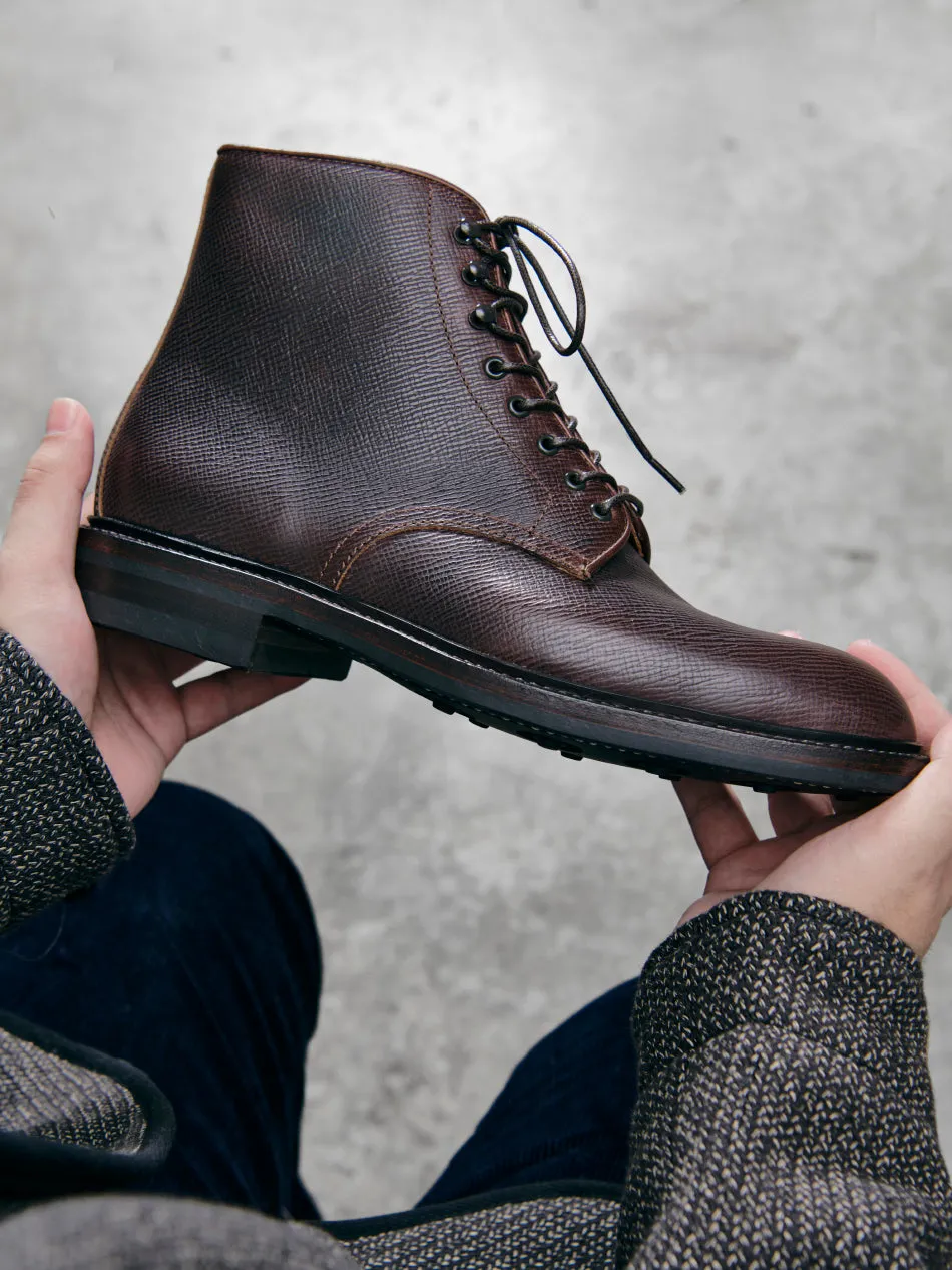 Men's Textured Leather Derby Boots