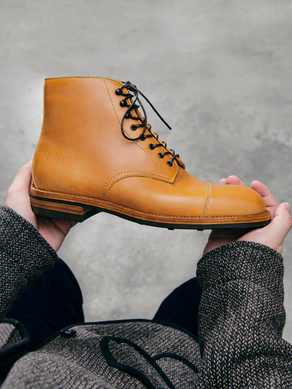 Men's Textured Leather Derby Boots