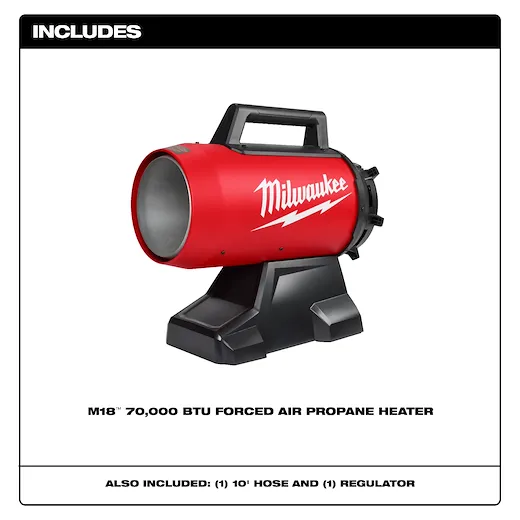 Milwaukee M18™ 70,000 BTU Forced Air Propane Heater (18-Volt Lithium-Ion Cordless (0801-20))