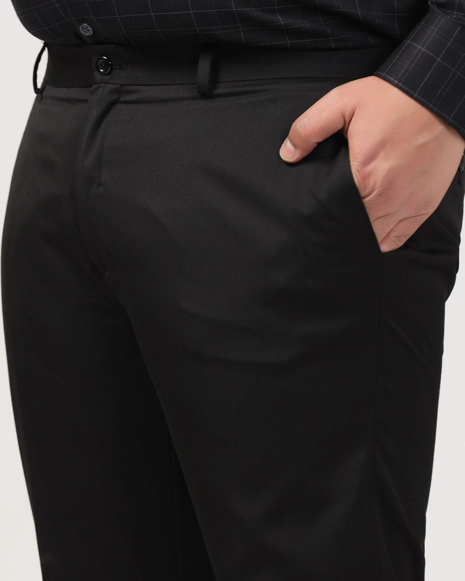 Must Haves Slim Comfort B-95 Formal Black Solid Trouser - Tisot