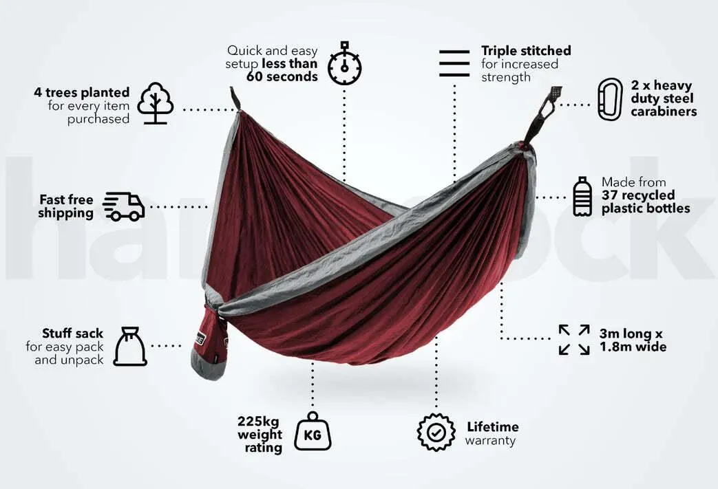 NAKIE MERLOT RED - RECYCLED HAMMOCK WITH STRAPS