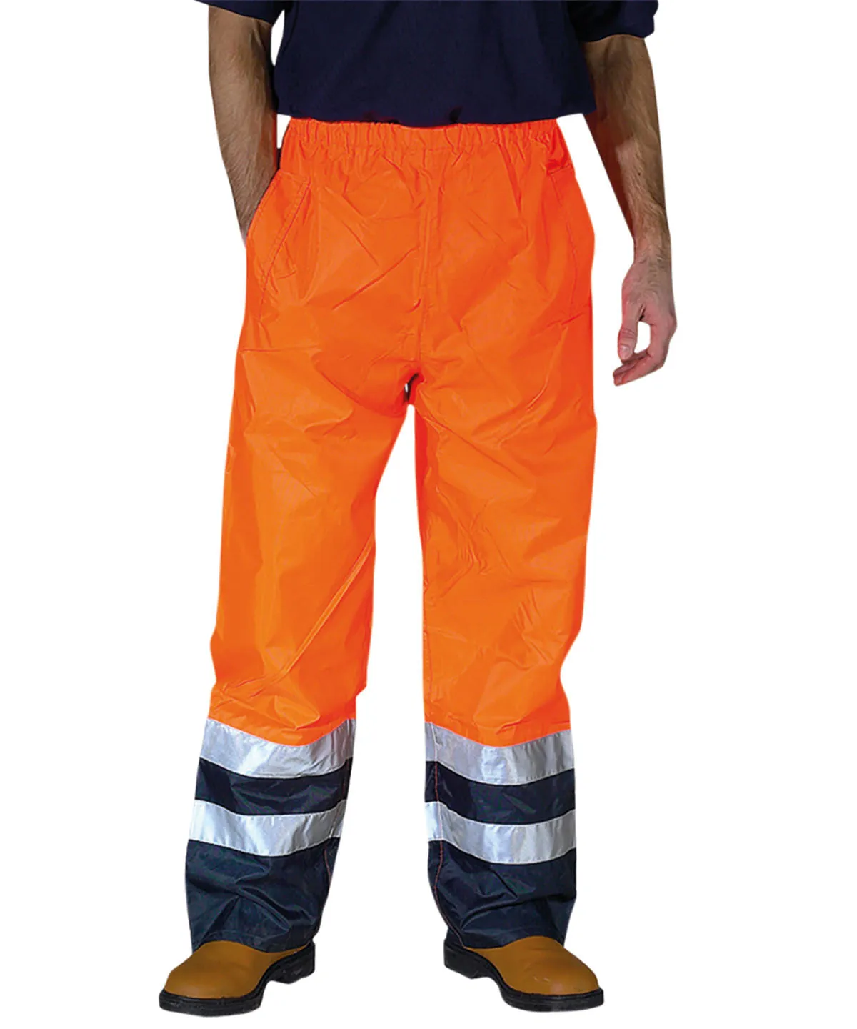 Orange/Navy - Hi-vis waterproof overtrousers (HVS463)