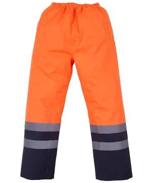 Orange/Navy - Hi-vis waterproof overtrousers (HVS463)