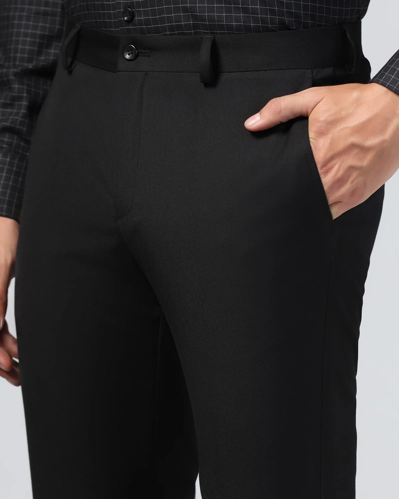 Slim Comfort B-95 Formal Black Textured Trouser - Tesla