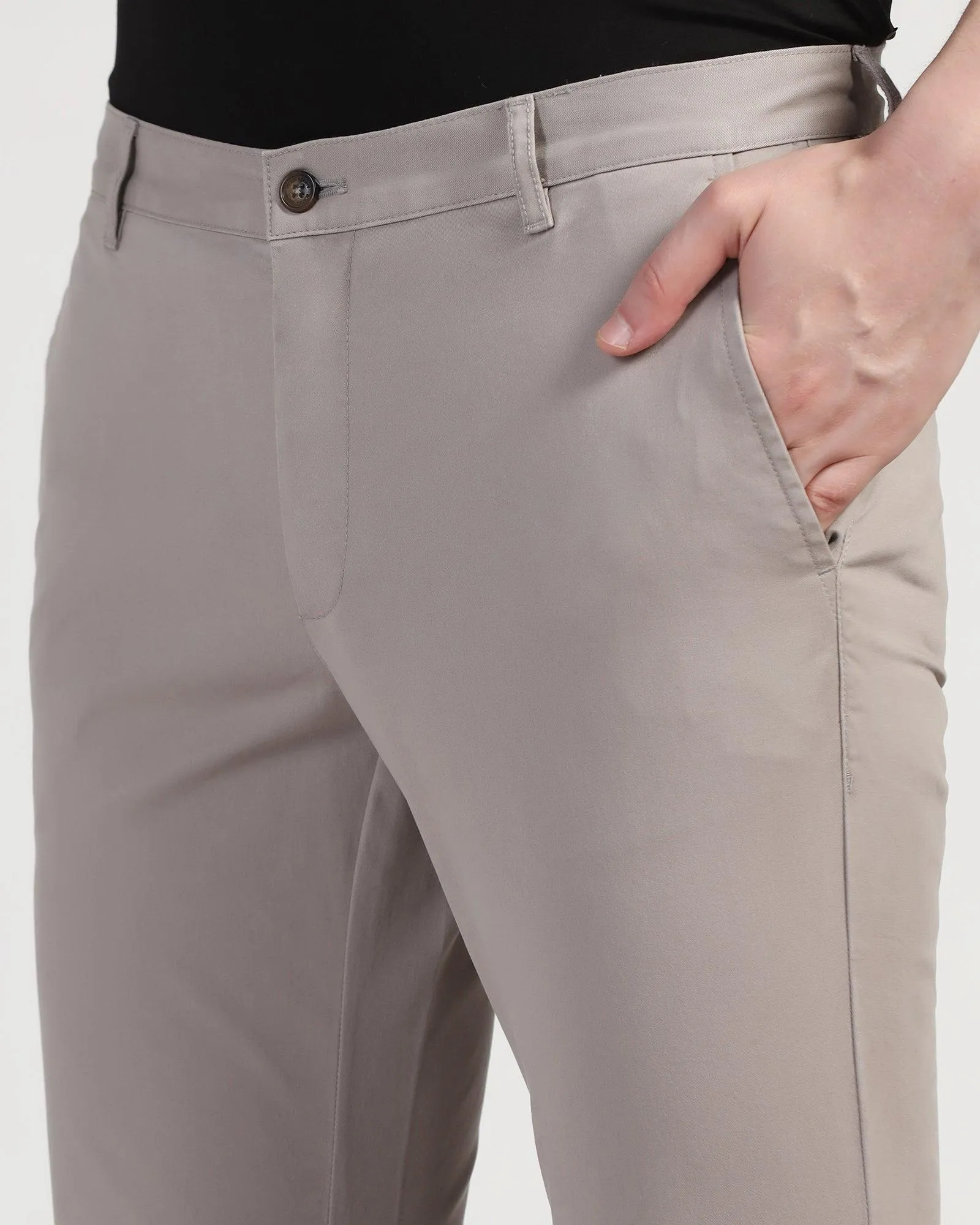 Slim Fit B-91 Casual Grey Solid Khakis - Lab