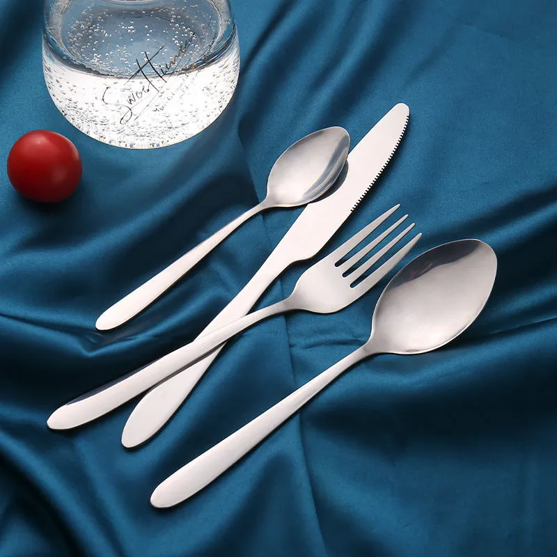 Stainless Steel Tableware Set with Light Handle Dining Knife Spoon Fork Tea Spoon Four-Piece Set Hotel Gift