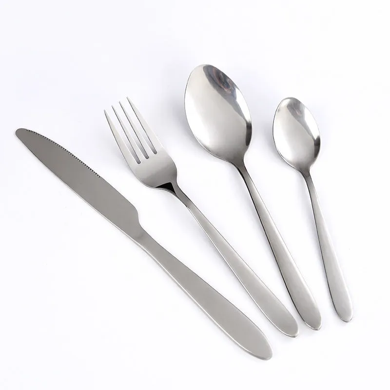 Stainless Steel Tableware Set with Light Handle Dining Knife Spoon Fork Tea Spoon Four-Piece Set Hotel Gift