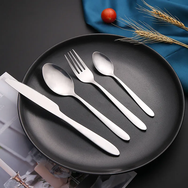 Stainless Steel Tableware Set with Light Handle Dining Knife Spoon Fork Tea Spoon Four-Piece Set Hotel Gift