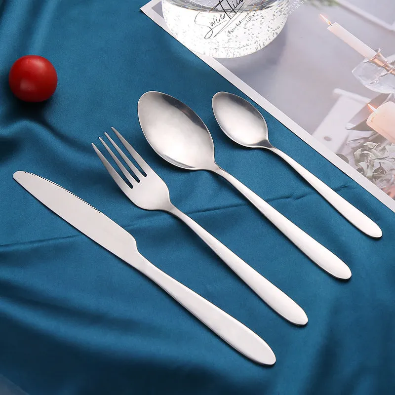 Stainless Steel Tableware Set with Light Handle Dining Knife Spoon Fork Tea Spoon Four-Piece Set Hotel Gift