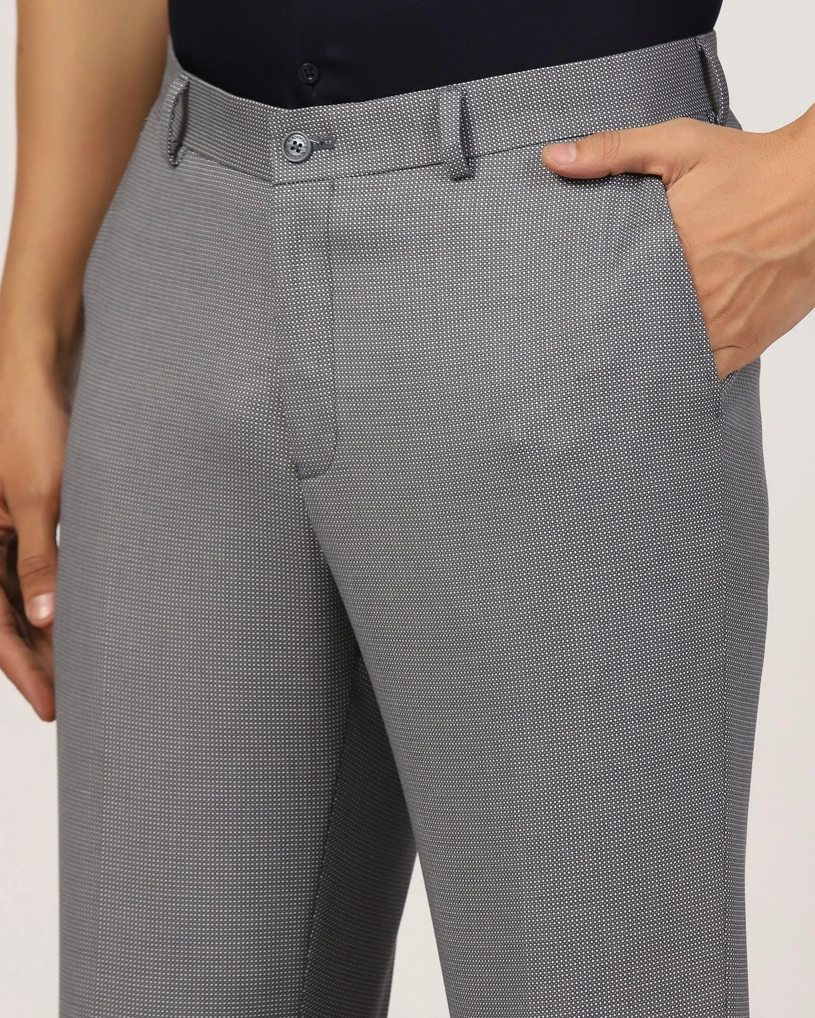 Straight B-90 Formal Grey Textured Trouser - Finess