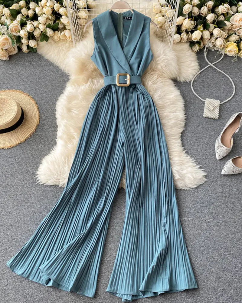 Stylish v-neck sleeveless jumpsuit    S100