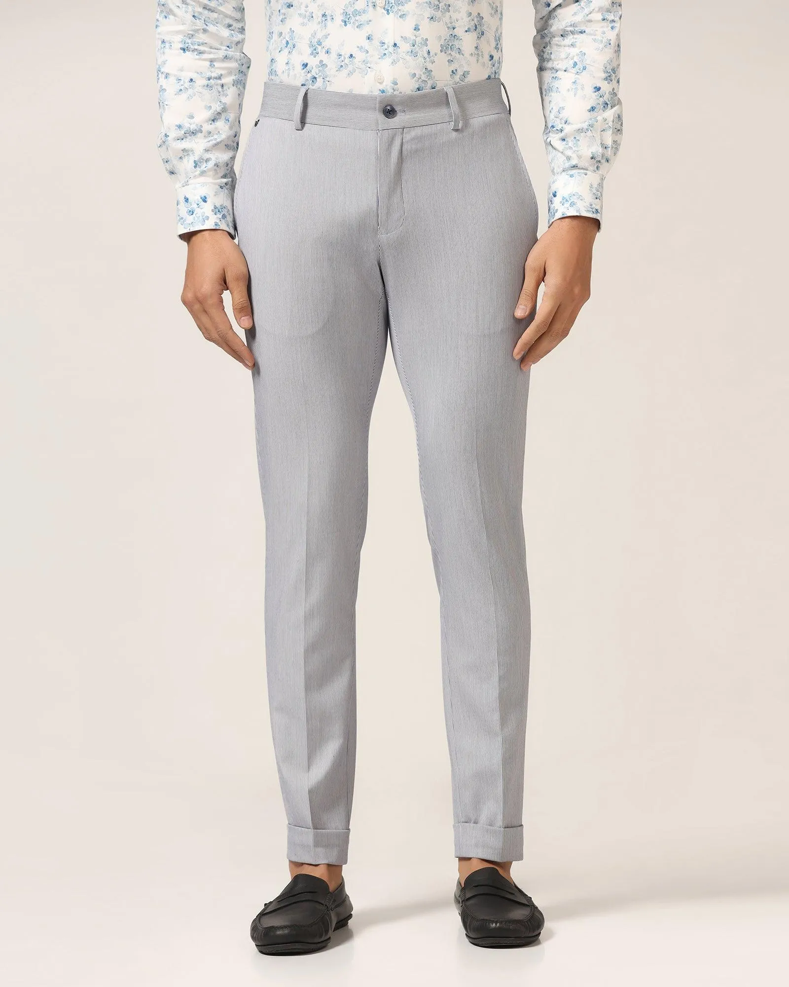 Super Slim Phoenix Formal Blue Stripe Trouser - Ninja