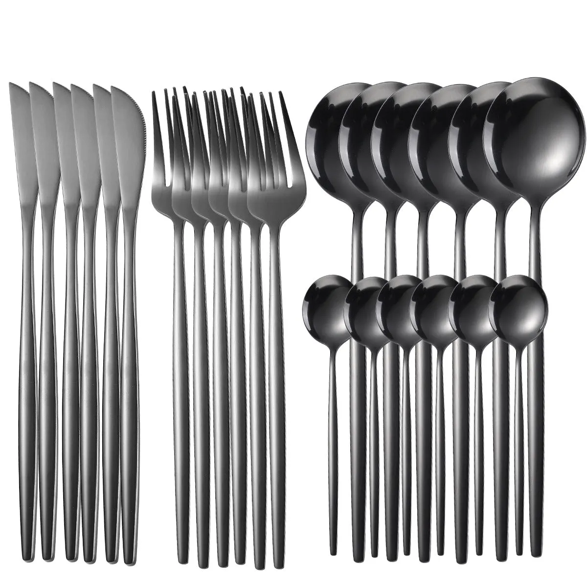 Supply Stainless Steel Knife and Forks 24-Piece Portuguese Tableware Golden Set Creative Western Food Steak Knife, Fork and Spoon