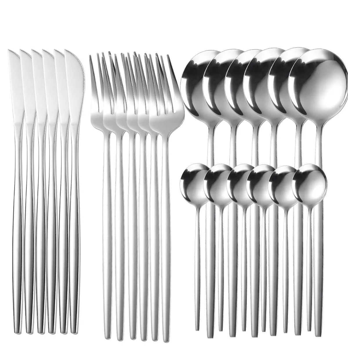 Supply Stainless Steel Knife and Forks 24-Piece Portuguese Tableware Golden Set Creative Western Food Steak Knife, Fork and Spoon