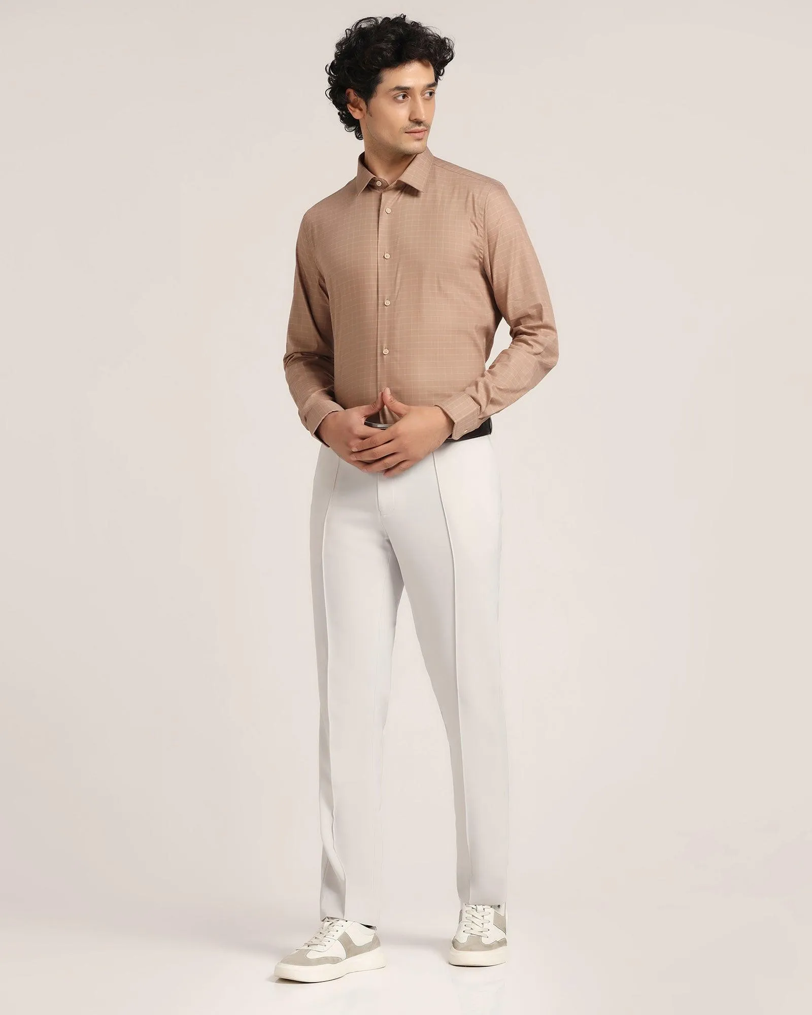 TechPro B-91 Formal Light Grey Solid Trouser - Tejin