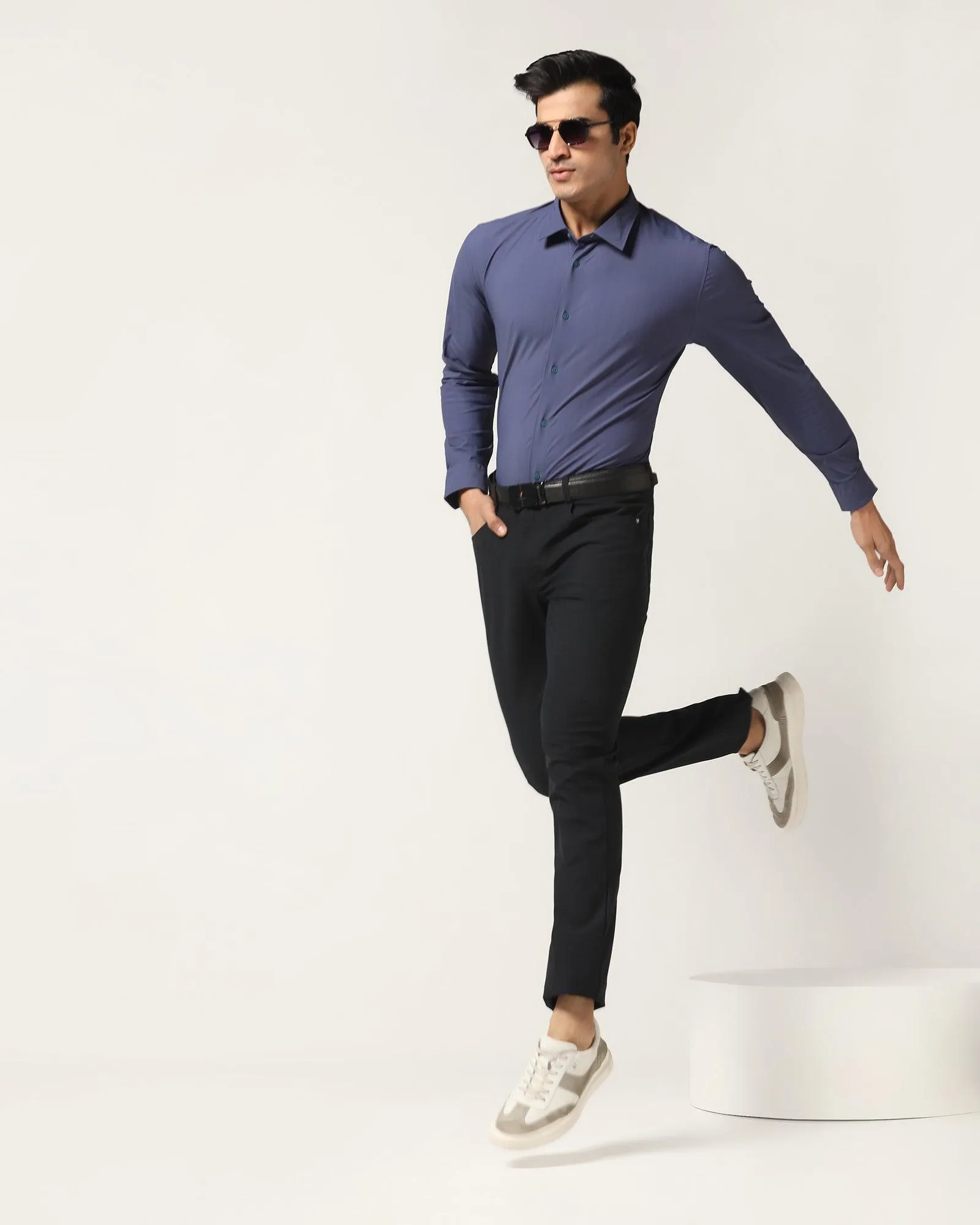 TechPro Formal Blue Textured Shirt - Mello