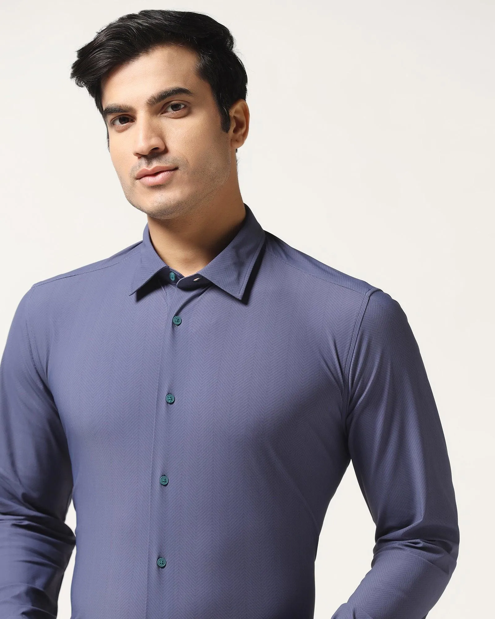 TechPro Formal Blue Textured Shirt - Mello