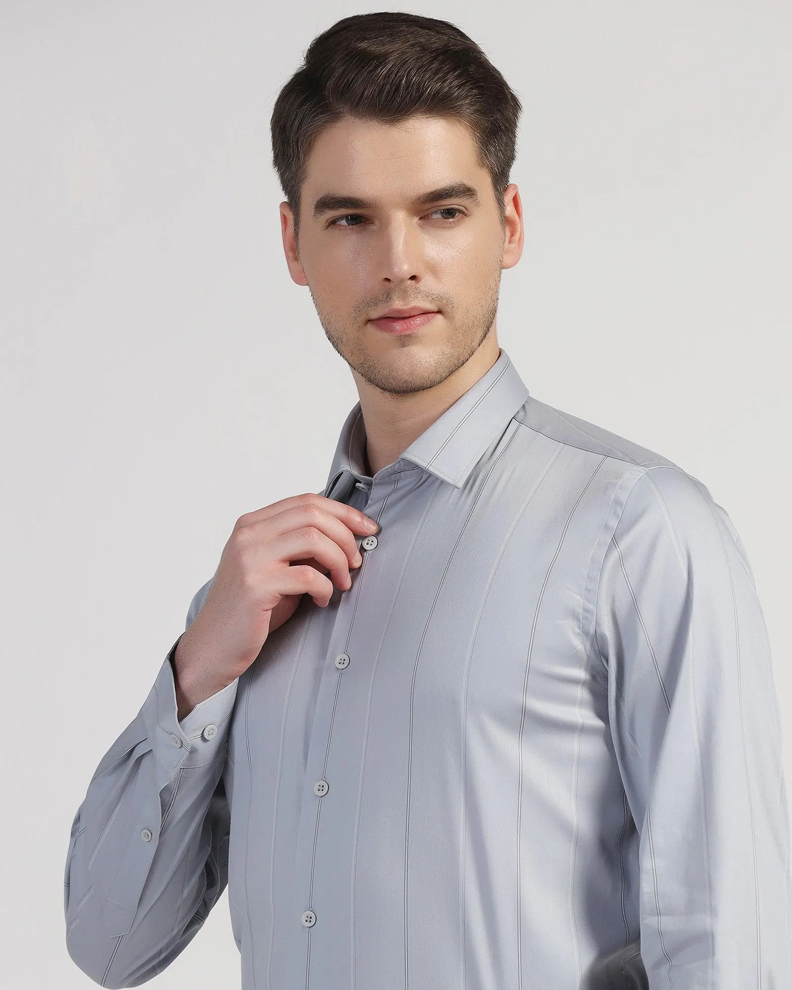 TechPro Formal Grey Stripe Shirt - Saget