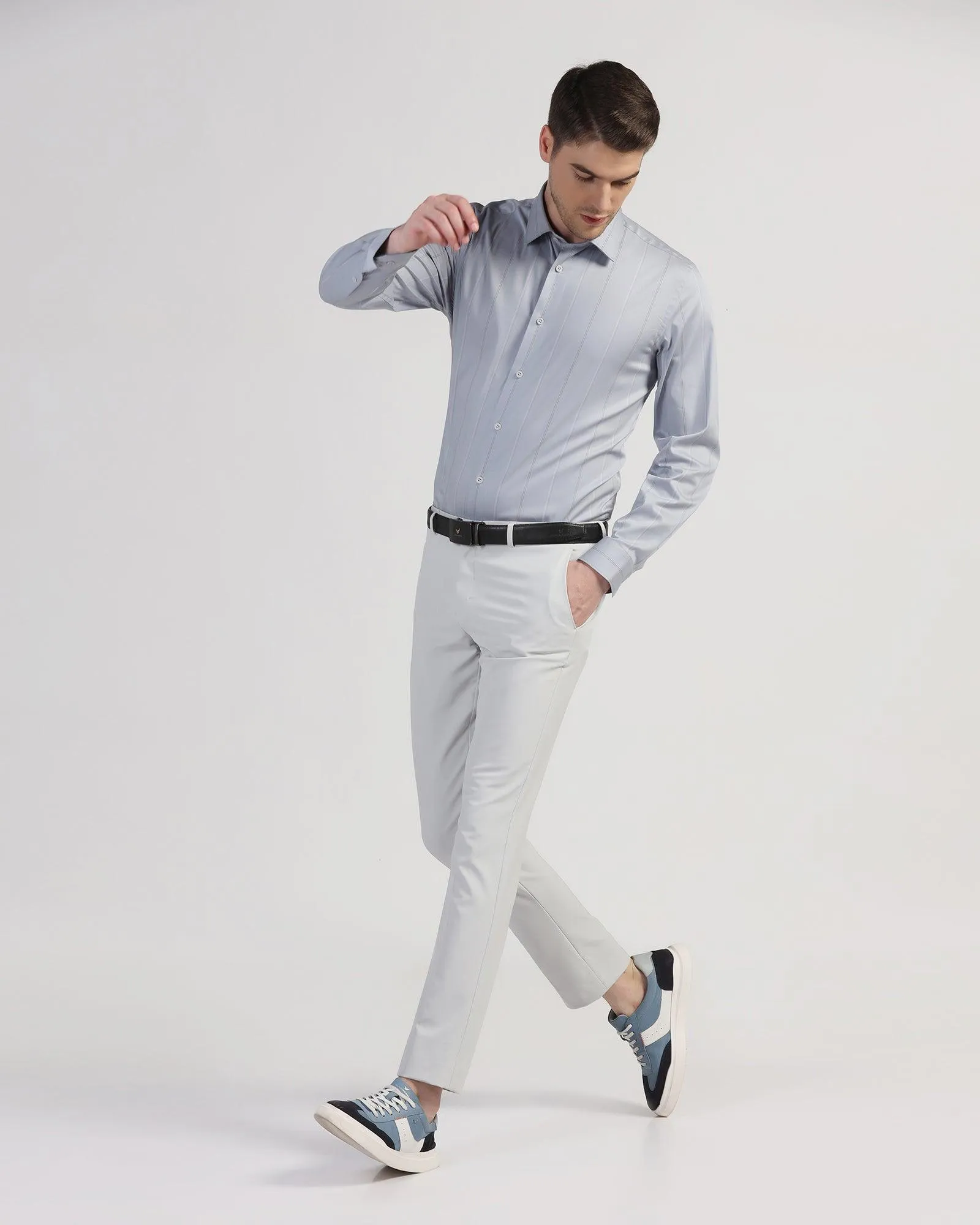 TechPro Formal Grey Stripe Shirt - Saget