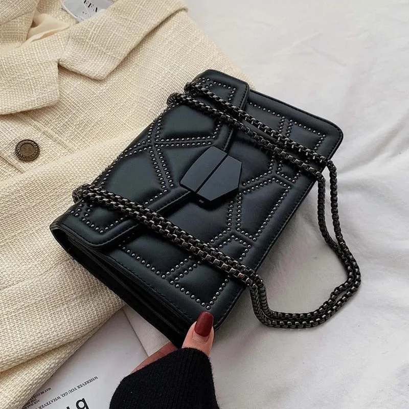 Textured and Studded Compact Messenger Crossbody Bags