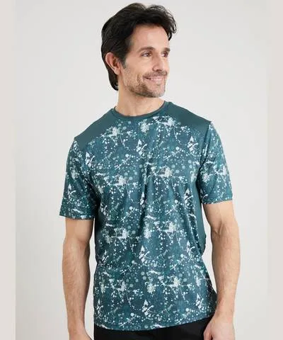 Tu Active Dark Teal Splash Print Mens T-Shirt