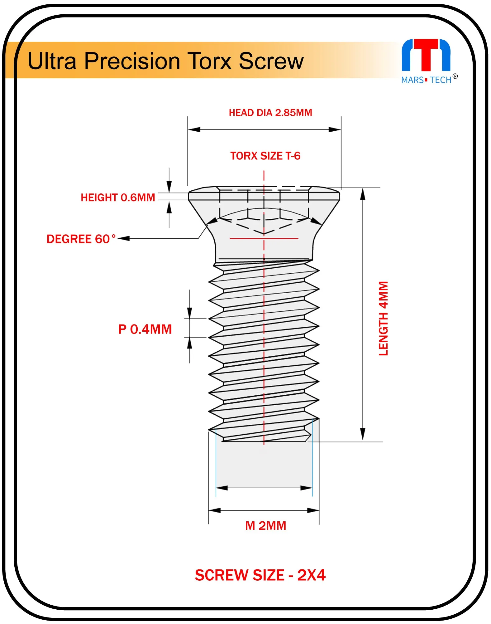 Ultra Precision Screw 2mm x 4mm long Pack of 10 nos.