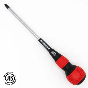 Vessel 220 P2 150 Cross Point (Phillips) #2 x 6" Blade (O.A.L. 10") Magnetic Ball Grip Screwdriver - Great for Japanese Industrial Standard (JIS) Screws