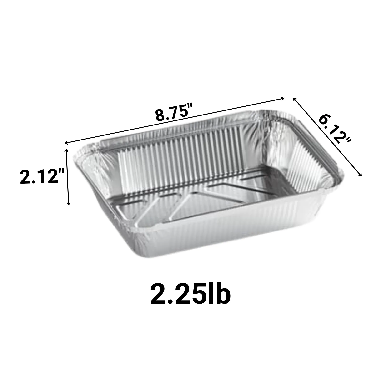 *WHOLESALE* Disposable Aluminum 2.25Lb Oblong Pan 8.75" x 6.12" | 500 ct/case